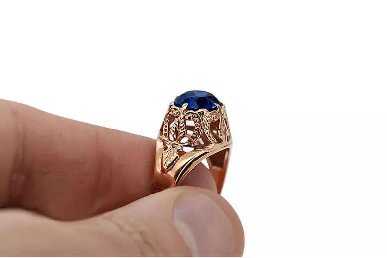 Vintage Sapphire Ring Original Vintage 14k Produkt z Pink Gold VRC080R